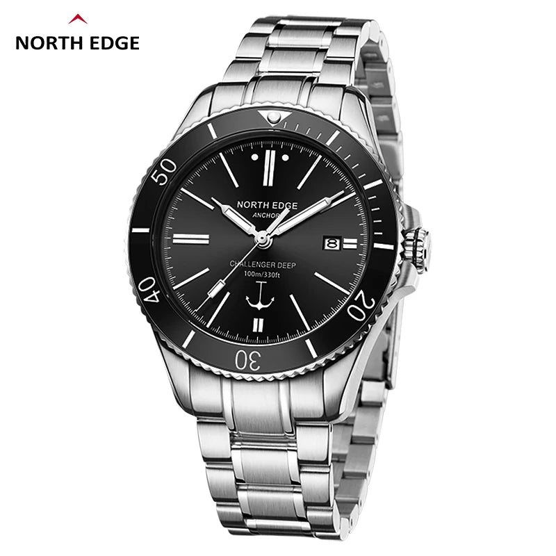 NORTH EDGE 42mm Men Mechanical Wristwatch Luxury Sapphire Glass MIYOTA 8215 Automatic Watches 10bar Waterproof Watch Men ANCHOR