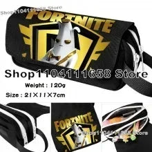 Fortnite Large Capacity Waterproof Velcro Pencil Case, Student Black Estuche Stationery School Pennenzak Supplies