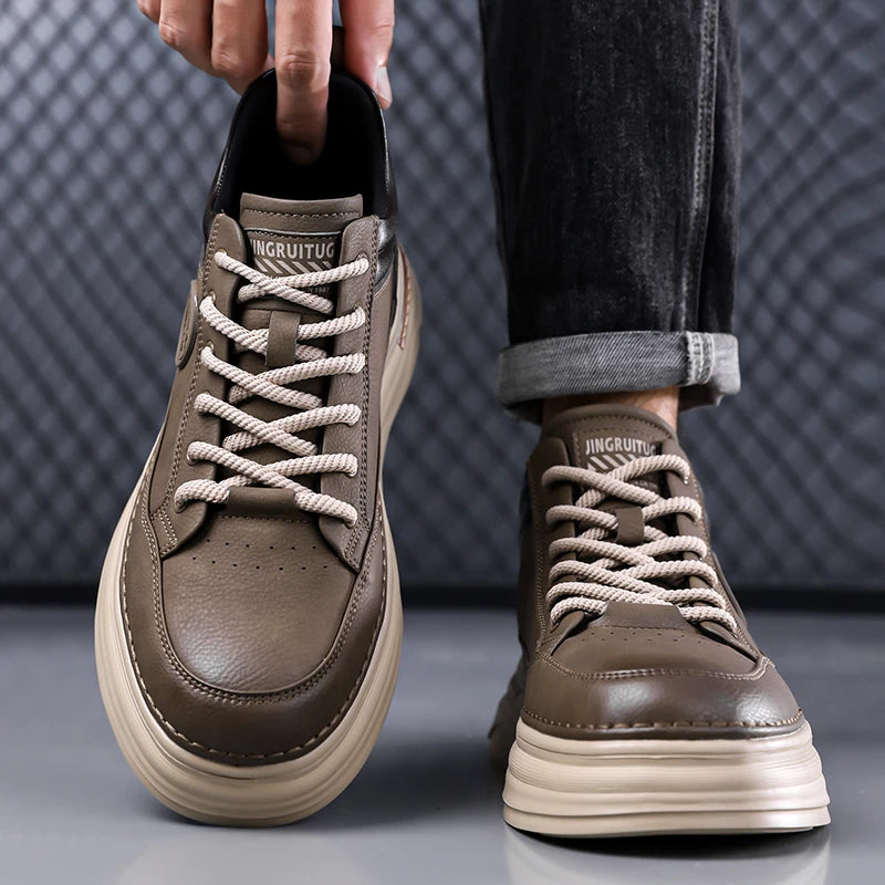 Pantofi Oxford casual pentru bărbați, din piele, cu talpă groasă, la modă, pentru exterior, fără toc, de calitate superioară, pantofi Oxford realizați manual, pentru plimbare