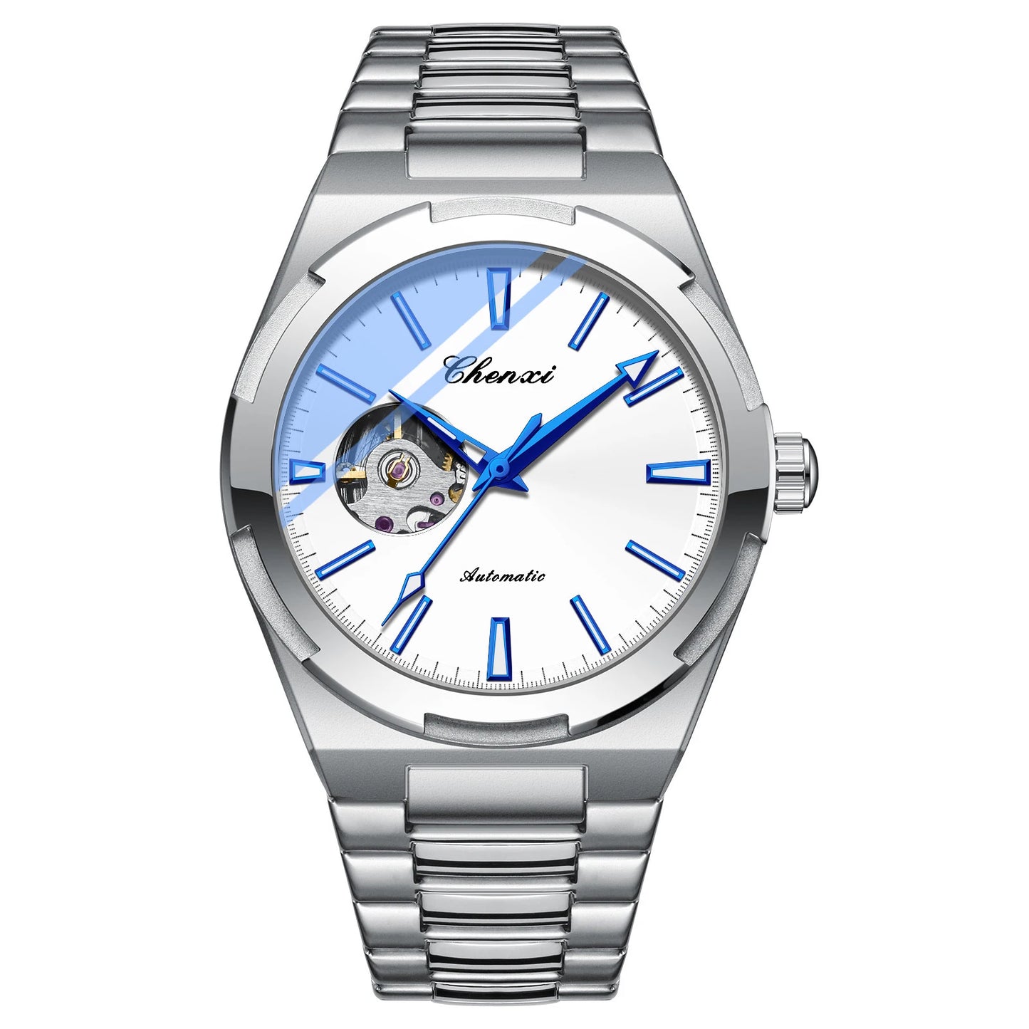 Men's Fully Automatic Mechanical New Trend Steel Strip Business Hollow Waterproof Male Fashion Wristwatches High End Gifts