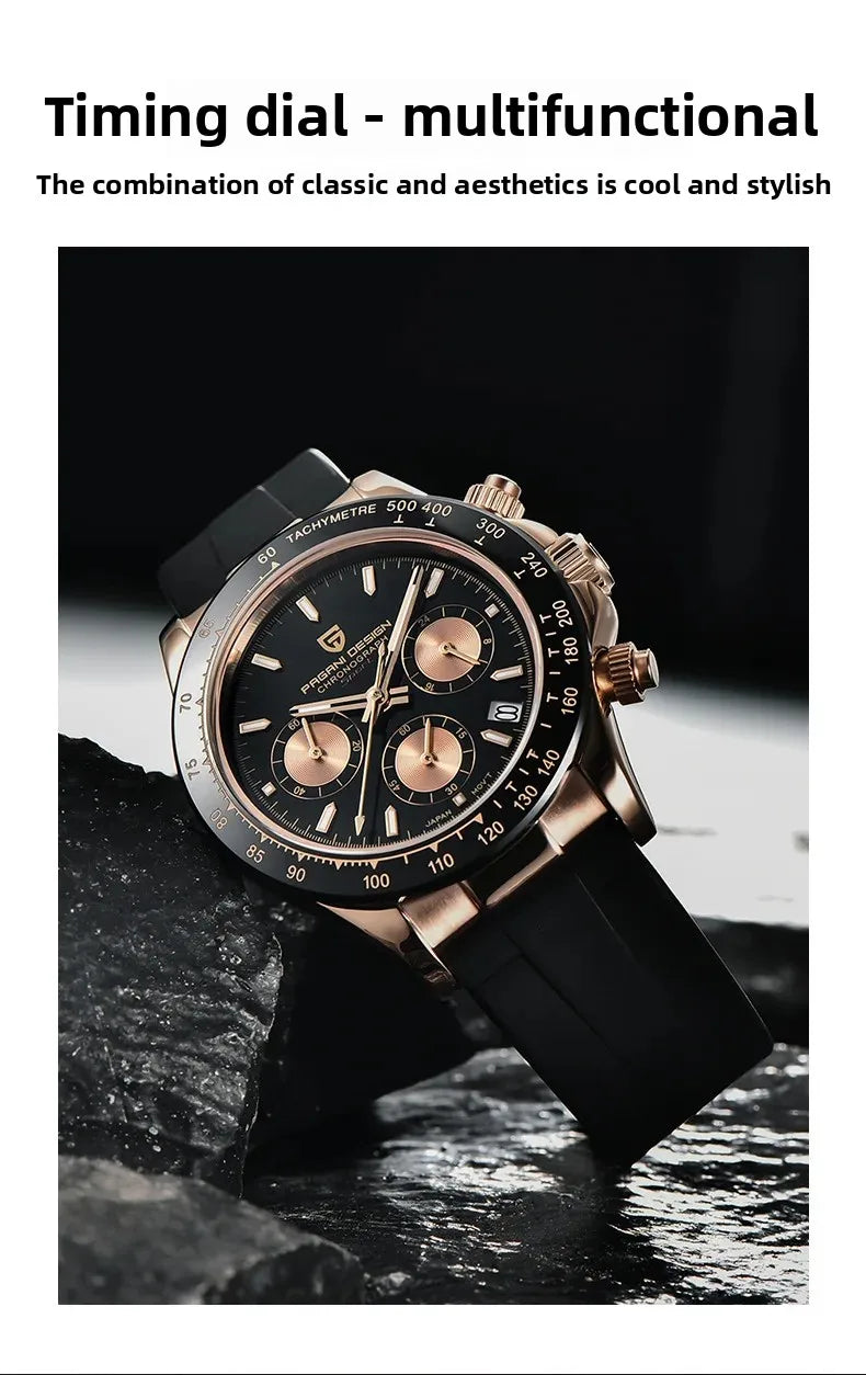 PAGANI DESIGN 40MM V2 Sky Blue Dial Classics Men Quartz Watches Sapphire Retro Chronograph Stainless Steel Waterproof Watch Men