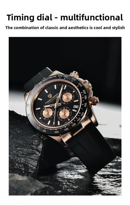 PAGANI DESIGN 40MM V2 Sky Blue Dial Classics Men Quartz Watches Sapphire Retro Chronograph Stainless Steel Waterproof Watch Men