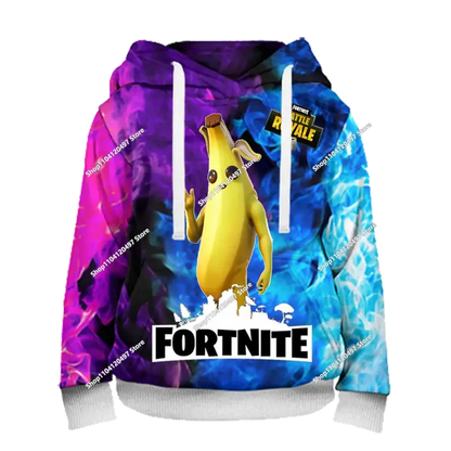 Суитшъри с качулка за момчета и момичета Fortnite, детски пуловер с 3D принт, суитшъри Battle Royale за мъже, есенна модна детска дреха