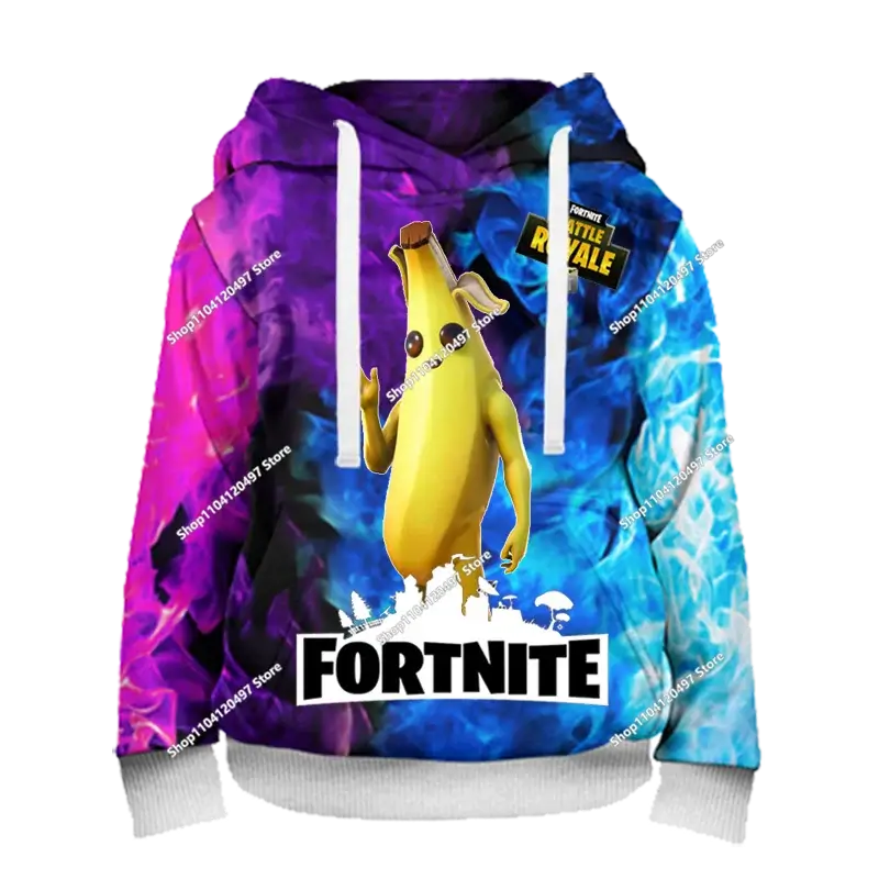 Суитшъри с качулка за момчета и момичета Fortnite, детски пуловер с 3D принт, суитшъри Battle Royale за мъже, есенна модна детска дреха