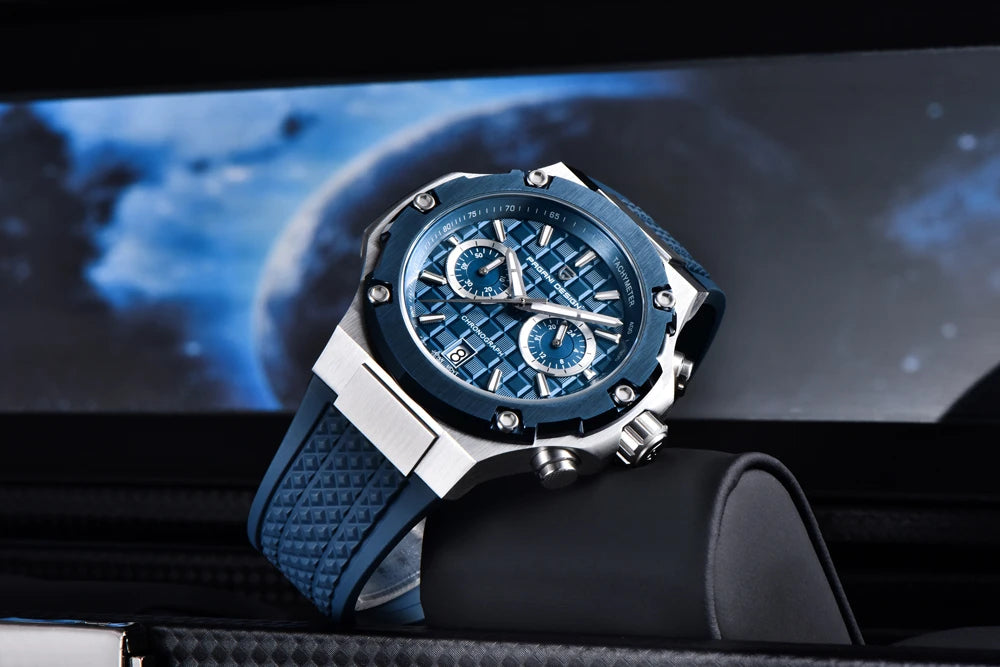 Ceasuri cu cuarț pentru bărbați PAGANI DESIGN – Cronograf sportiv de lux, rezistent la apă, dotat cu ace luminescente și sticlă de safir cu tratament antireflex