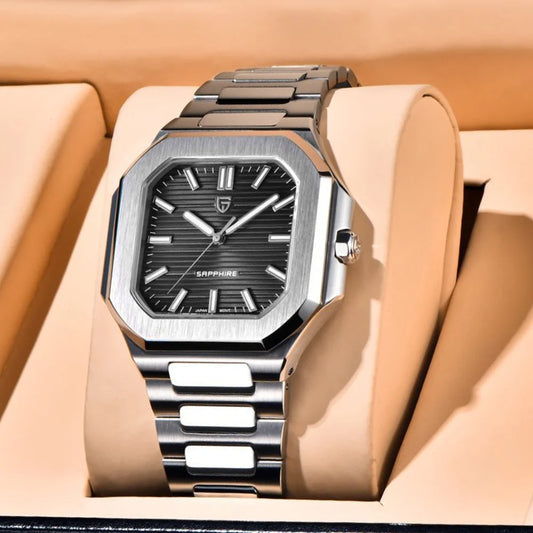 PAGANI DESIGN Novo V2 Relógio de Quartzo Quadrado para Homem, Marca de Luxo, Desportivo, Impermeável, Safira, Aço Inoxidável