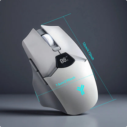 Wireless Bluetooth Mouse with Digital Battery Display, Silent Ergonomic Mouse for PC Laptop Gaming, 2.4G/Bluetooth 5.0