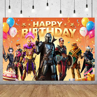 Fortnite Game Theme Birthday Party Decoration Background Fortnite Gamer Banner Boys Girls Photography Supplies Backdrop Kid Gift
