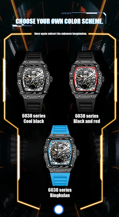 MUSANFIGO barrel shaped design, luxurious fully automatic mechanical men's watch, waterproof and luminous trendy watch