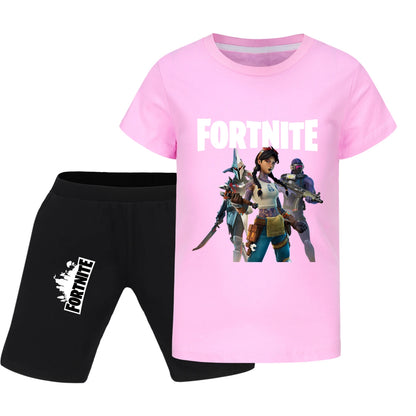 Fortnite Summer Kids Cartoon T-shirts Shorts Two-piece Set Baby Boys Tracksuit Girls Outfits 505