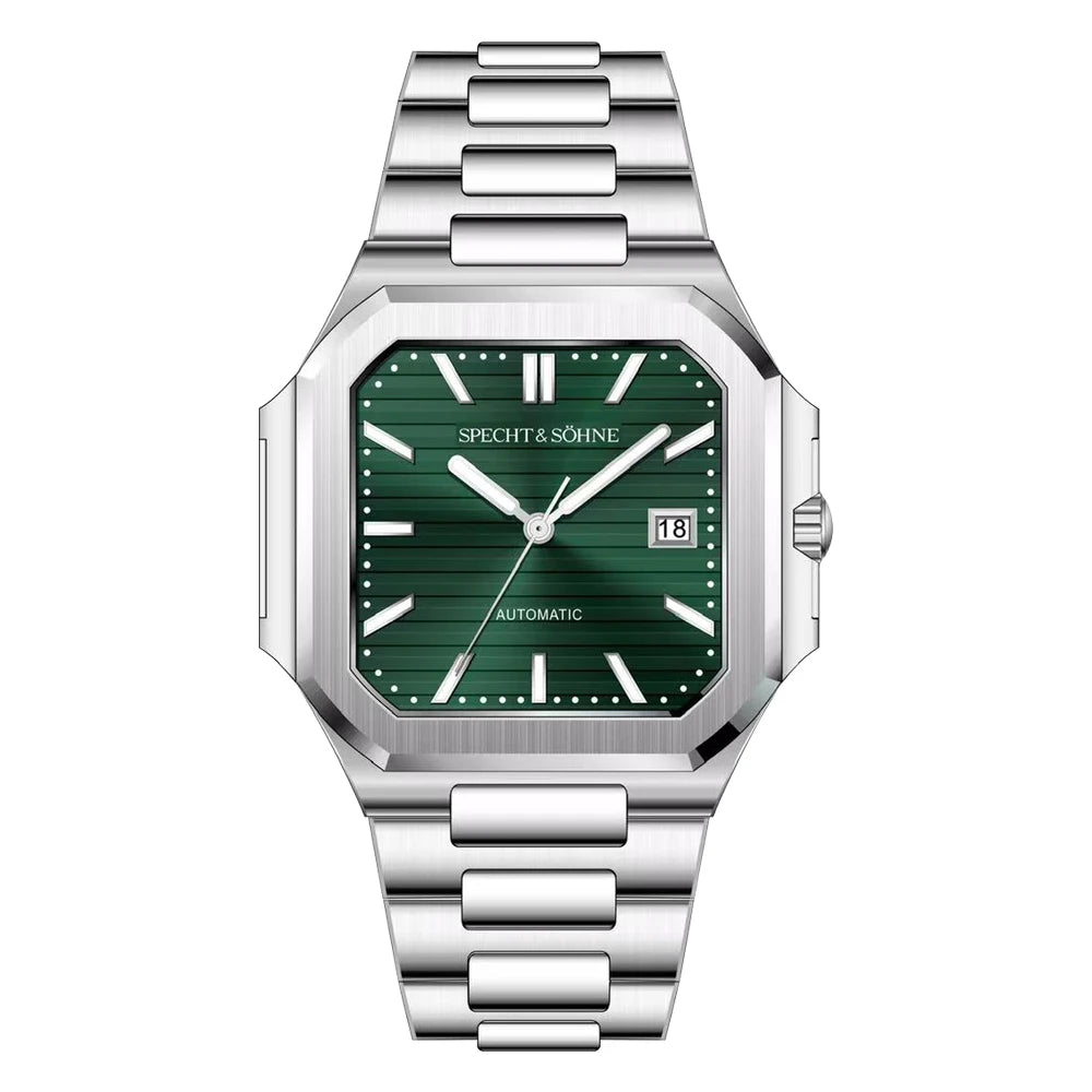 2025 Specht & Söhne Men's Classic Cubic Automatic Mechanical Watch 50M Waterproof Luminous Sapphire Crystal Reloj Hombre 41MM
