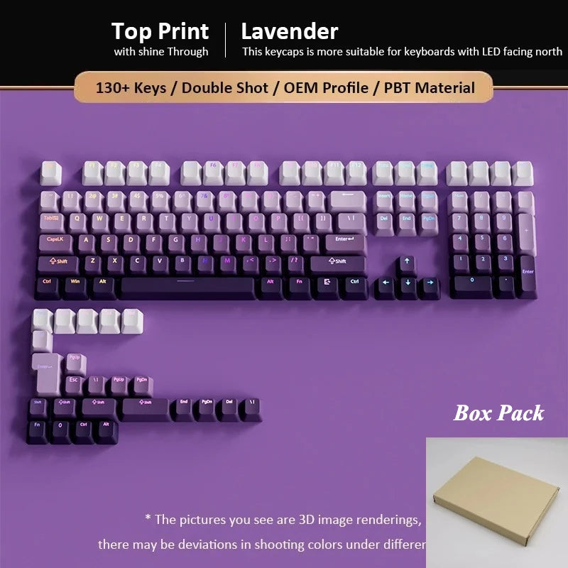 133+ Keys OEM Profile Gradient Keycaps For Cherry MX Switch Mechanical Gamer Keyboard PBT backlit RGB Keycap ISO Layout Key caps