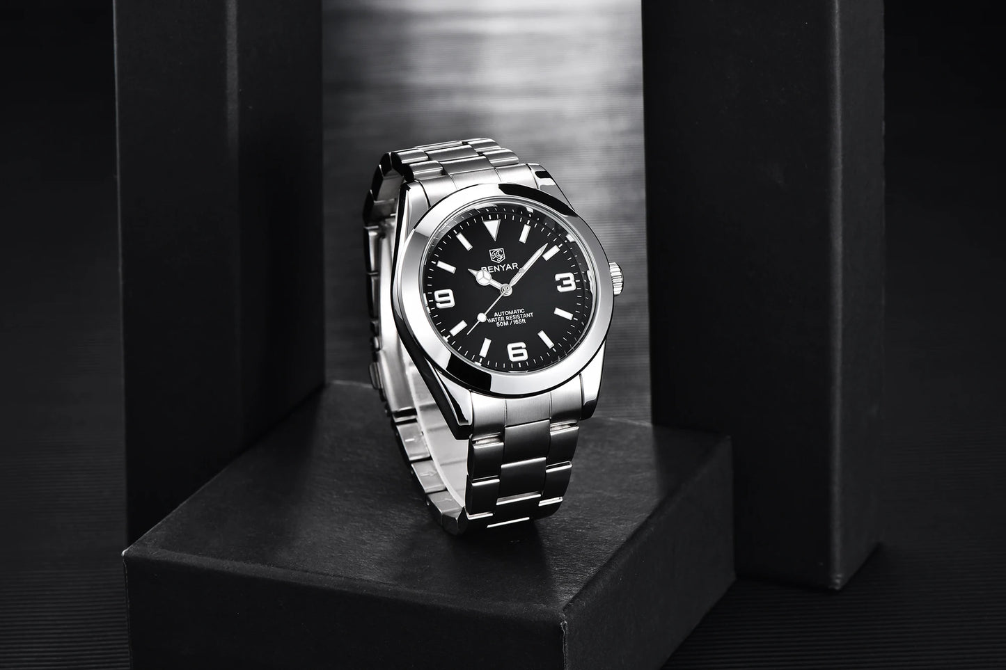 BENYAR 2025 New Men's Automatic Mechanical Watch Business Sports Luxury Men's Watches 50M Waterproof Clock Relogios Masculino