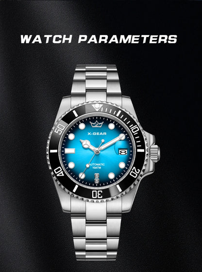 Water Ghost Luminous Dive Watch with Ceramic Bezel Waterproof Automatic Mechanical Movement Stainless Steel Watch Strap