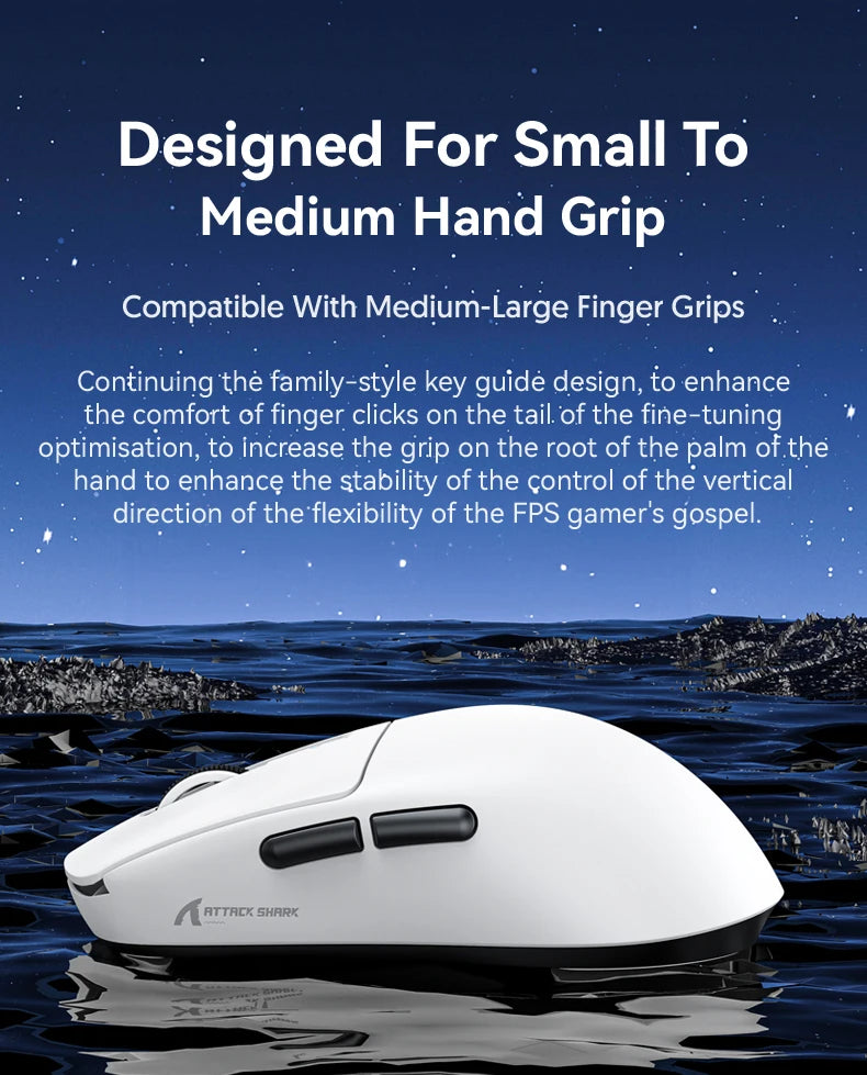 ATTACK SHARK R6 PAW3950MAX Wireless Gaming Mouse, 39g Ultralight, 8KHz Polling Rate, 42,000 DPI, Tri-Mode Bluetooth & 2.4G Gaming Mouse