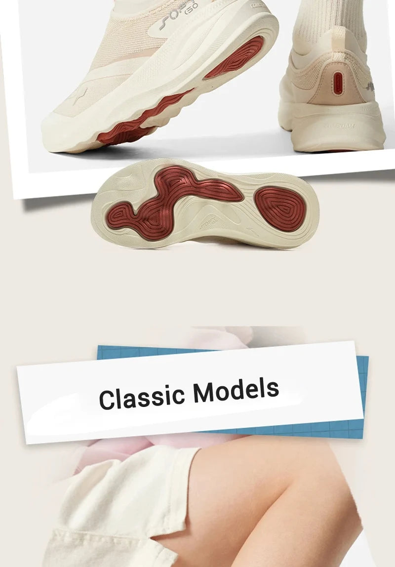 Li-Ning Women's SOFT GO 2 Slip-On Casual Walking Shoes COMFOAM Breathable Flexible Li-Ning Comfortable Sports Sneakers AGLV006