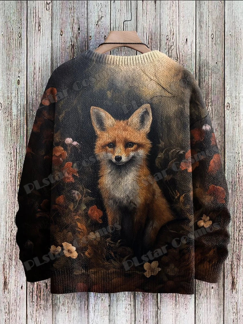 PLstar Cosmos Retro Dragon & Deer Art Pattern 3D Printed Mens Knitted Pullover Winter Unisex Casual Knit Pullover Sweater ZZM118