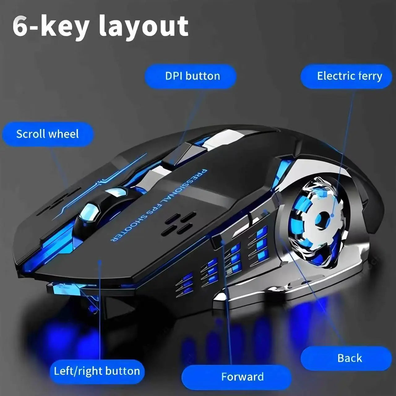Bluetooth Mouse Gaming Computer Rechargeable Wireless Mouse USB Mechanical E-Sports Backlight PC Gamer Mouse for Computer