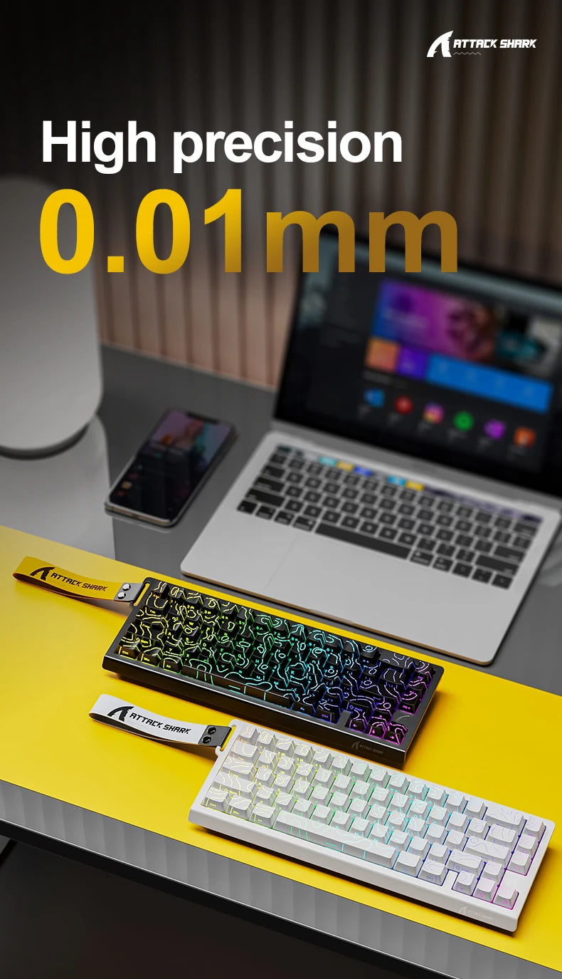 Tastiera a switch magnetici ATTACK SHARK X68HE cablata e FREEWOLF F68 cablata F68Pro wireless per gaming professionale 8K Hz 0.01mm Rapid Trigger