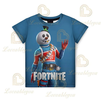 New Fortnite Summer T Shirt Boys Cartoon Cute Tee Short Sleeve Shirt Men Women Children Tshirts Teenager Tee Streetwear Tops
