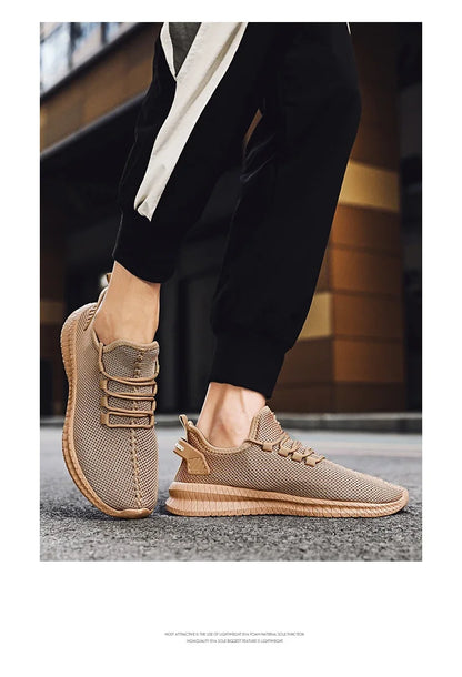 Antislip casual herensneakers, ademend, voor buiten, joggen, training, wandelen, sport, hardlopen, outdoor, geweven, gebreid, veterschoenen