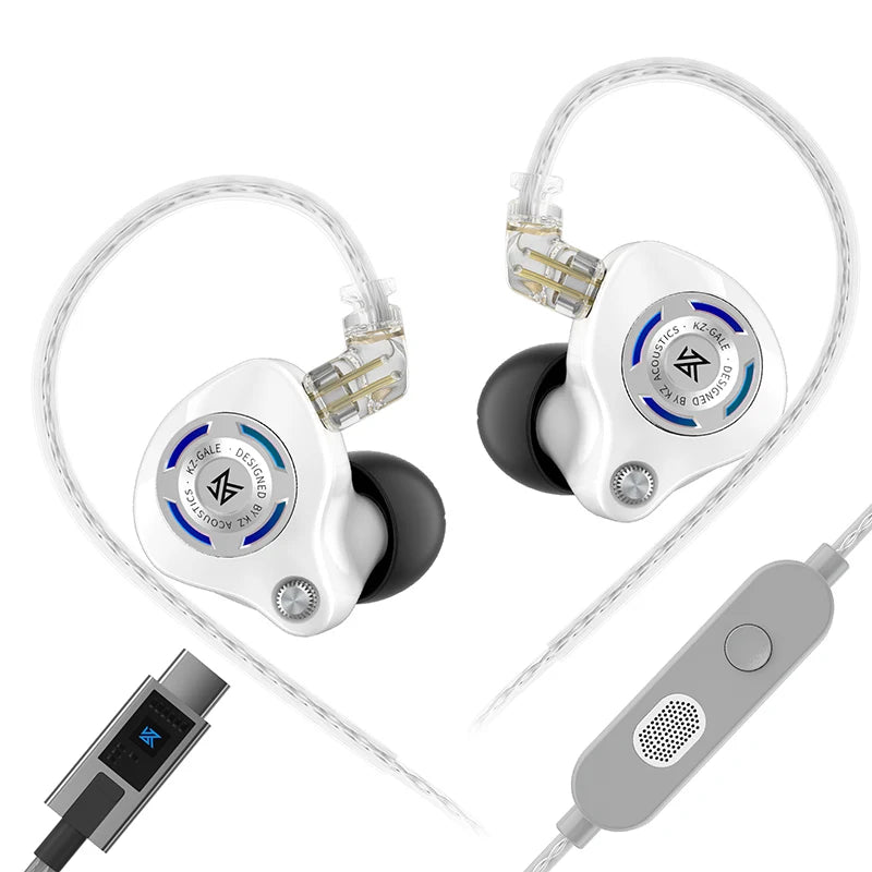 Auriculares IEM Gaming KZ Gale – Monitor In-Ear HiFi con driver superlineal y cable desmontable de 2 pines chapado en plata