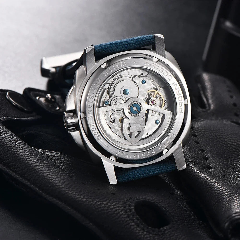 PAGANI DESIGN Men's Mechanical Watch Luxury Sapphire Glass Luminous Automatic Watch 200M Waterproof Stainless Steel Watch