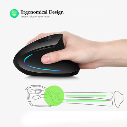 Nuevo ratón vertical inalámbrico 2.4GHz con DPI ajustable, óptico, ergonómico para la muñeca, con retroiluminación gaming, para portátil, tablet, Mac e iPad
