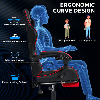 400Lbs Load Gaming Chair with Massage Ergonomic Computer Chair Footrest and Lumbar Support Reclining PC Chair Adjustable Armrest