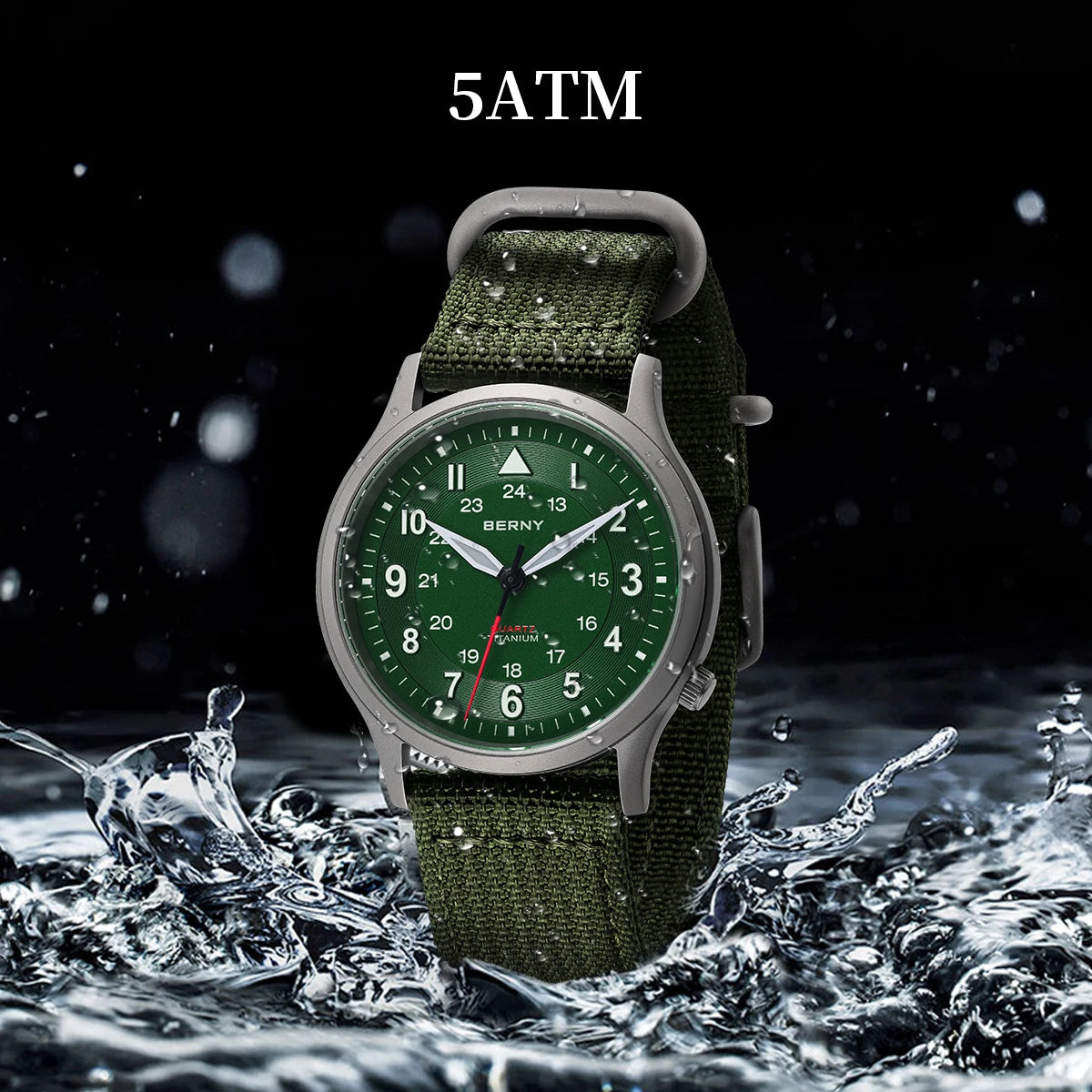 BERNY Titanium Watches for Men Super Luminous Sapphire Field Men's Watch Outdoor Quartz Wristwatch Lightweight 5ATM