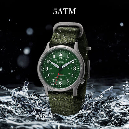BERNY Titanium Watches for Men Super Luminous Sapphire Field Men's Watch Outdoor Quartz Wristwatch Lightweight 5ATM
