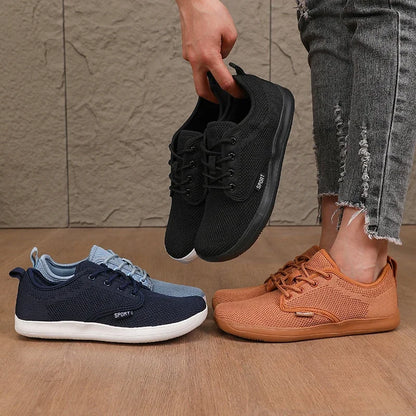 Pantofi fără toc pentru femei, din plasă moale, potriviți pentru călătorii, cu talpă lată, ușori, cu susținere, pantofi sport pentru fitness și timp liber pentru bărbați