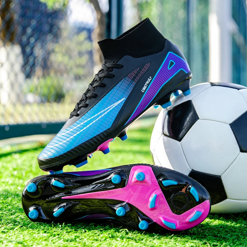 Chaussures de football montantes pour hommes, crampons longs, chaussures de football pour adultes, légères, entraînement sportif professionnel