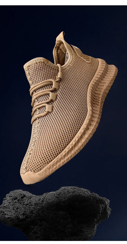 Antislip casual herensneakers, ademend, voor buiten, joggen, training, wandelen, sport, hardlopen, outdoor, geweven, gebreid, veterschoenen