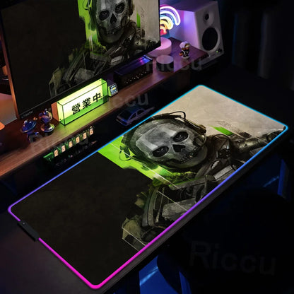 Gaming Call of Duty RGB Mouse Pad Office Large Size PC LED Glowing Keyboard Natural Rubber Anti-Slip Mice Mats Lock Edge Thicken