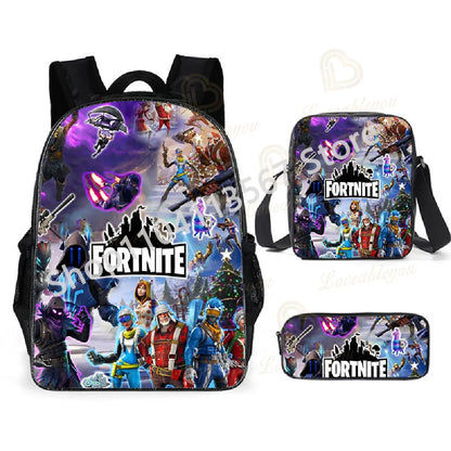 Fortnite Kids 3pcs Backpack Set Women Backpacks Office Stationary for Teenage Girls Boys Laptop Backpack Casual Travel Rucksack