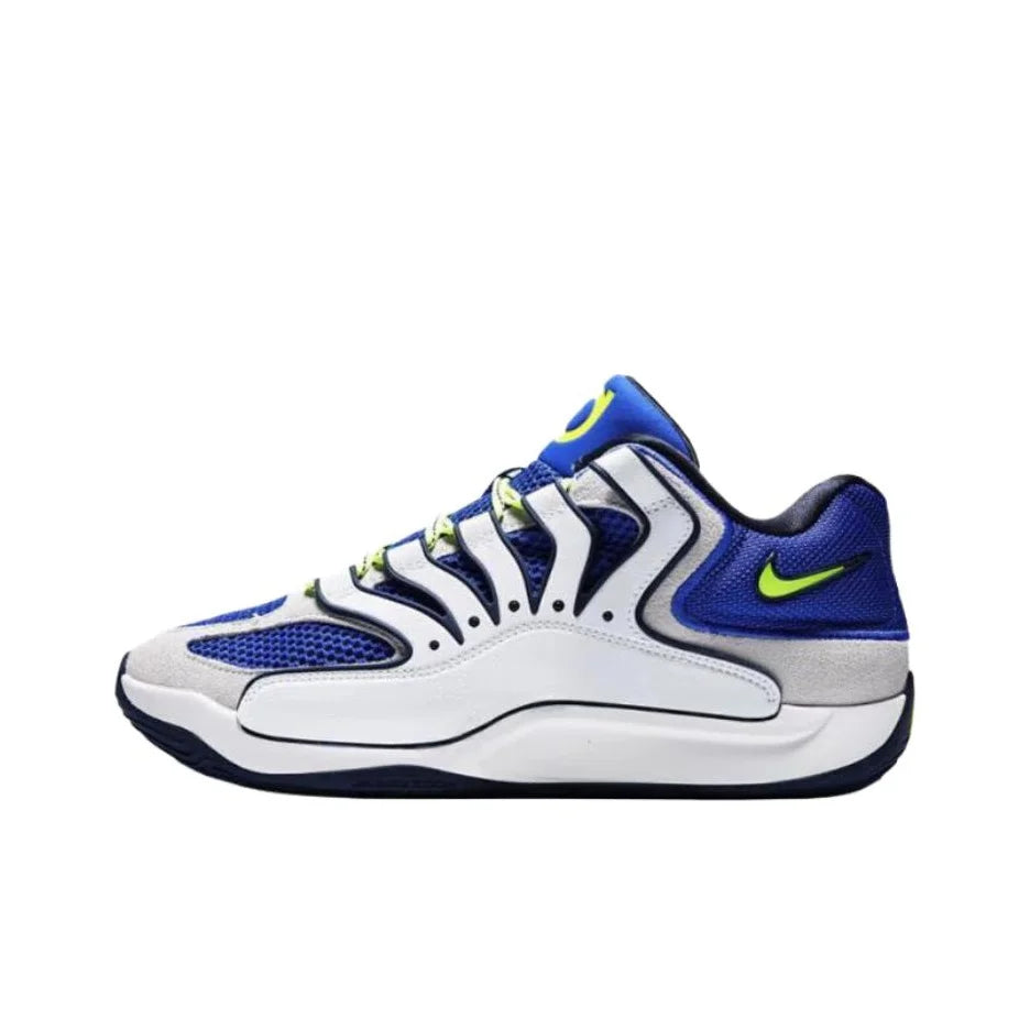 Nike KD 18 rutschfeste, abriebfeste Low-Top-Basketballschuhe für Herren, Weiß/Blau HV1991-400