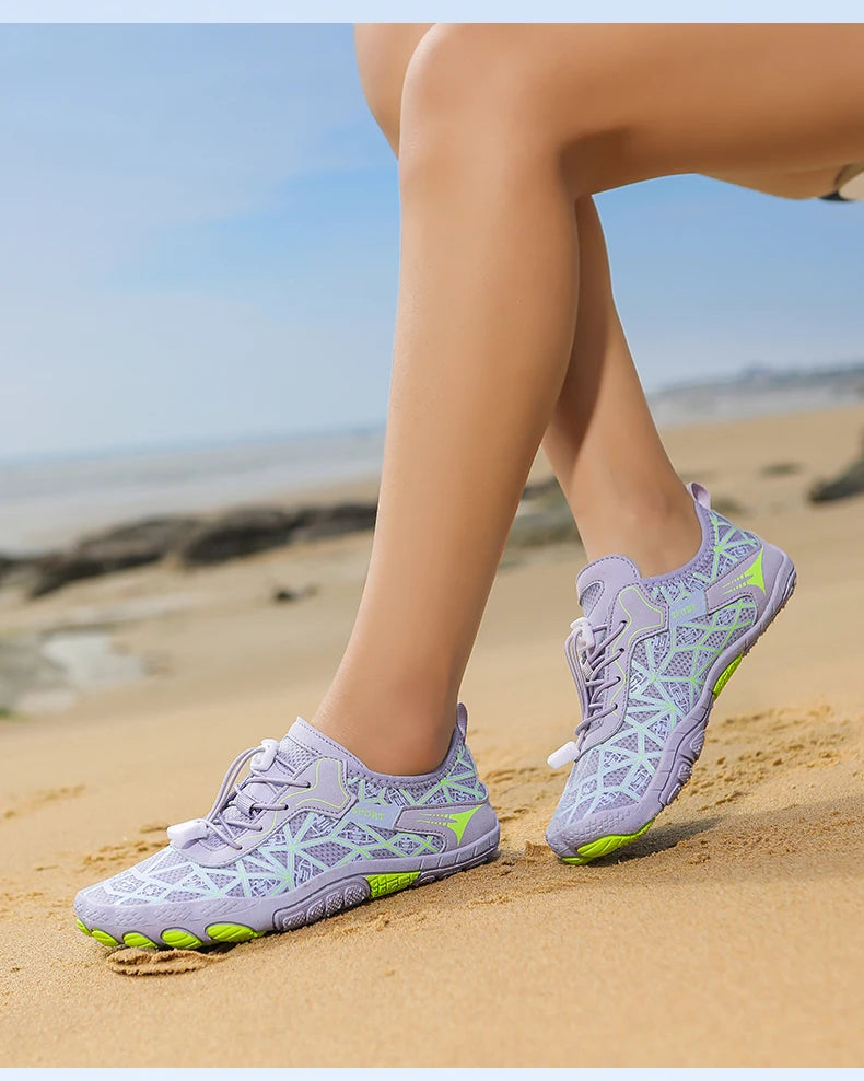 Boty do vody pro muže a ženy, síťované, rychleschnoucí plážové boty, outdoorové protiskluzové plavecké boty, unisexové boty pro vodní sporty