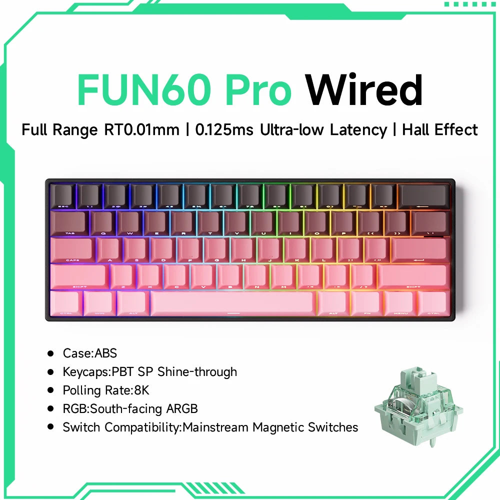 Akko MonsGeek FUN60 PRO&MAX HE Machanical Keyboard Magnetic Switch 60%  Gaming Keyboard Rapid Trigger 8K Custom Keyboard
