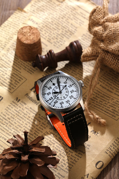 【Escapement Time】Relógio de Piloto com Movimento Automático, Mostrador Preto Tipo-B ou Tipo-A, Caixa de 40mm e Resistência à Água 100M