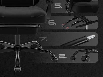 SUKIDA Gaming Chair with Footrest, Racing Chair Design PC Chair, Ergonomic Office Chair Adjustable with Lumbar Support