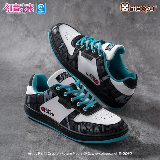 Moeyu Hatsune Miku Shoes for Women and Men Vocaloid Cosplay Anime Sneakers Tennis Lace-Up Sport Athletic Running Casual Shoes