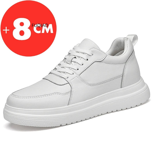 Big Size Lift Men Sneakers Elevator Shoes Height Increasing Insole 7-8CM High Heels Shoes Genuine Leather Sport Shoes