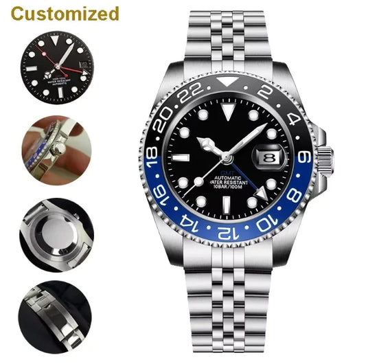 New 40MM GMT Watch for Men 3285 Movement Luxury Sapphire Glass Mechanical Watch 904L Stainless Steel Case Strap Customized ﻿