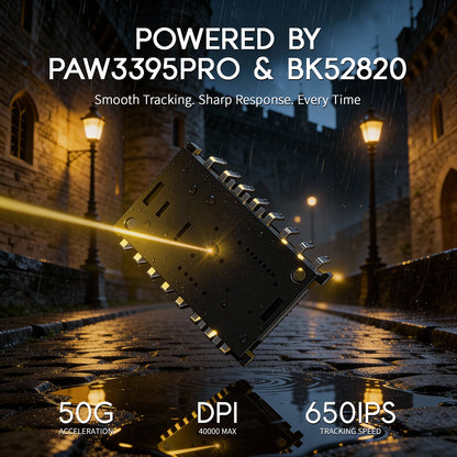 Ratón gaming inalámbrico ultraligero MAMBASNAKE M2, sensor PAW3395PRO 40000 DPI, fibra de carbono 41g, tri-modo