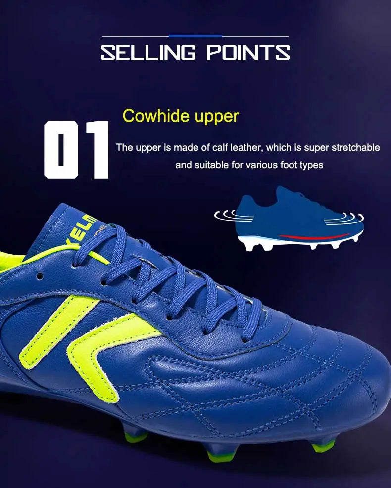 KELME FG nogometni čevlji iz originalne goveje kože, moški profesionalni športni čevlji za travnato igrišče, protizdrsni športni čevlji za trening in nogomet ZX80011018