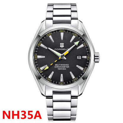 Luxury NH35 Corgeut Watch Men's 41mm Sport Clock Automatic Mechanical Wristwatch Sapphire Steel Band