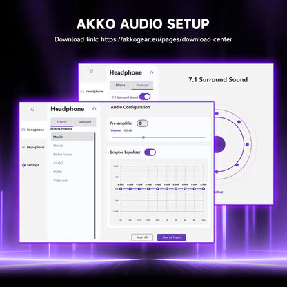 Auriculares gaming AKKO Verge S9 con micrófono – Driver de 53mm, Bluetooth 5.3 inalámbrico de cuatro modos, sonido envolvente 7.1, auriculares gaming profesionales para FPS