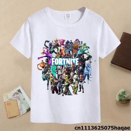 Summer Fortnite Children T-shirt Cartoon Game Figure Printed T-shirt Boys Casual Sports T-shirt Short Sleeves Kids Clothing