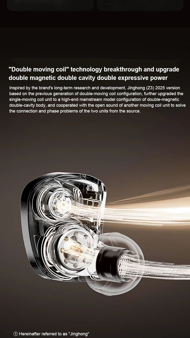Zhulinniao JingHong Z3 2025 High-Fidelity In-Ear HiFi Earphones Dual Dynamic Drivers Metal Music Monitor Customizable Audio